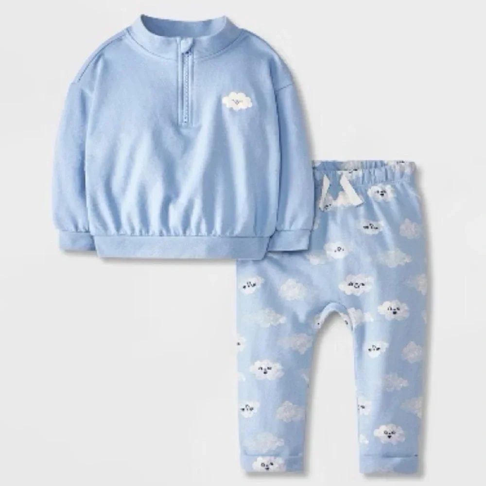 Cat and Jack Blue Cloud Sweatshirt And Jogger Pants Set